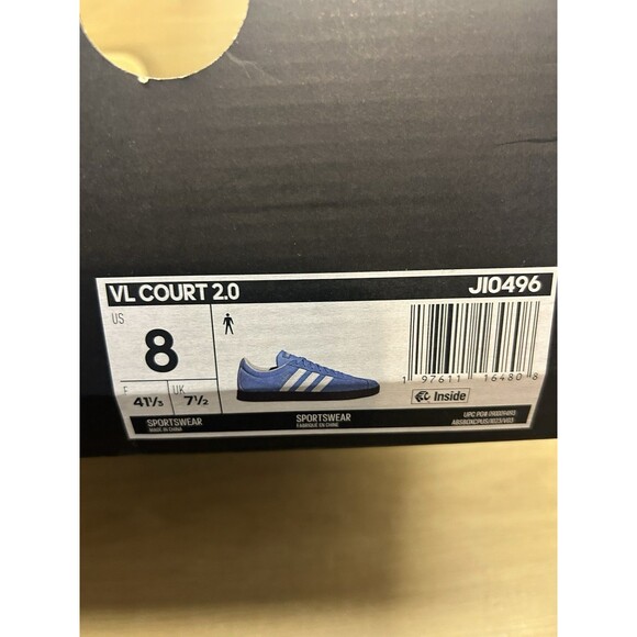 adidas Vl Court 2.0 Lace Up  Mens Blue Sneakers Casual Shoes JI0496 Size 8 main image 6